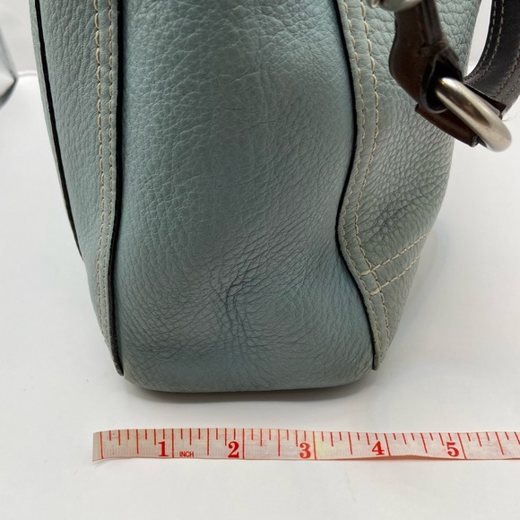 Coach Pebbled Leather Blue Hobo Shoulder Bag Turnlock - Picture 15 of 16